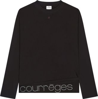 Courr&egrave;ges Long-Sleeved Cropped Silk And Nylon Top