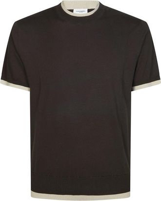Paolo Pecora Maglia GC Bordi Contrasto - Heren - T-shirts - Bruin - 2XL - Tops