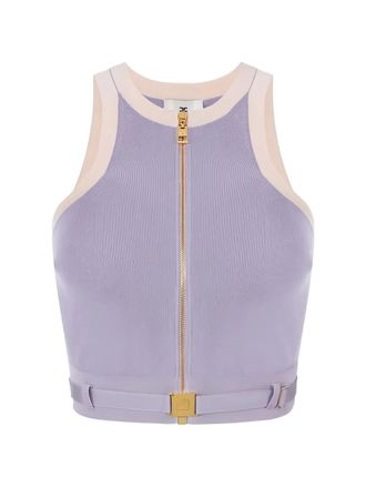 Elisabetta Franchi Gebreide top met racerback en rits - Paars