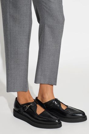 Alexander McQueen Wishbone Creeper Leather Shoes, Womens, Black