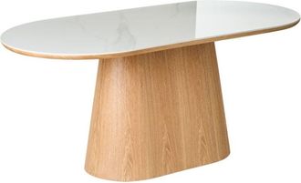 Beliani Beliani - Dining Table Oval 180 x 90 cm Wooden Leg mdf Ash Veneer Finish Lockhart