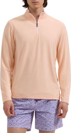 Bugatchi M&eacute;lange Quarter Zip Pullover in Peach at Nordstrom, Size Xx-Large