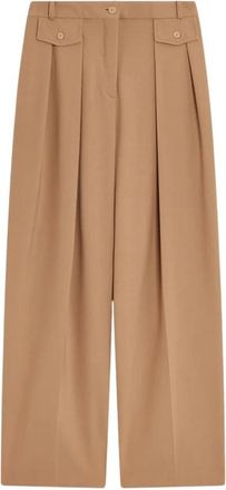 Semicouture Wijde wollen broek - Dames - Wijde Broeken - Bruin - L - Wol - Broeken