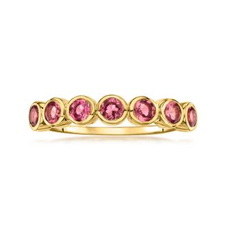 Ross-Simons Bezel-Set Pink Tourmaline Ring in 18kt Gold Over Sterling