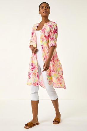 Roman Floral Print Longline Blouse