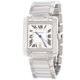 Cartier Pre-owned Cartier Tank Francaise Silver guilloche Dial Mens Watch W50011S3
