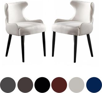Life Interiors Life Interiors - Juego De 2 Sillas De Comedor De Terciopelo Oxford Lux - Silla Tapizada Para Comedor, Cocina - Crema