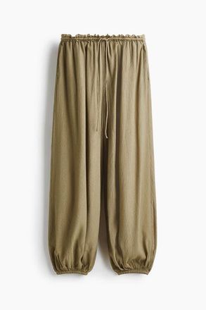 H&M Balloon Drawstring Trousers in Light Khaki Green at Nordstrom, Size Xx-Small