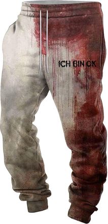 Generic Mens Halloween Trousers with Bloody Print, Casual Trouser, Halloween Costume, Scary Lightweight Trousers, Fashionable Slip Jogging Trouser Men Solving