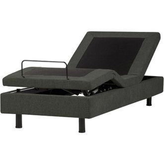 Beliani Modern eu Single 3ft Electric Bed Adjustable Remote Control without Headboard Polyester Dark Grey Duke ii