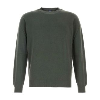 Fedeli Round-neck Knitwear, male, Green, Size: 2XL Crew Neck Knit