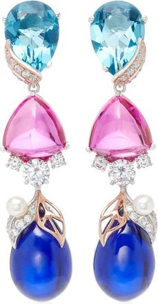 Anabela Chan 18kt yellow gold vermeil Berry multi-stone earrings - women - Freshwater Pearl/Lab-Grown Simulated White Diamond/Lab-Grown Synthetic