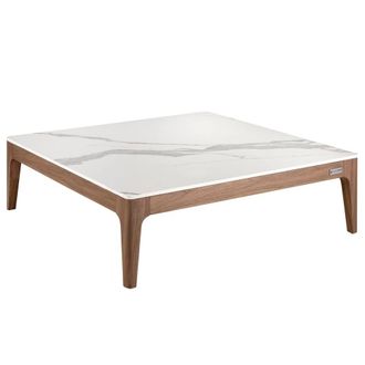 Angel Cerd&aacute; Square Coffee Table 100x100x30 cm White Porcelain in Brown | Size: 100 x 100 x 30 cm