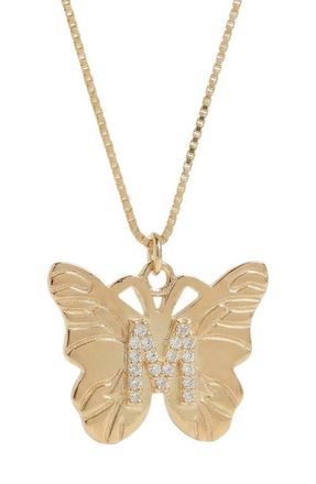 The M Jewelers NY The Butterfly Initial Pendant Nekclace in Gold M at Nordstrom