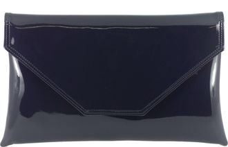 Loni Clutch/Shoulder Bag Faux Patent Handmade in The UK, Dark Navy Blue, L