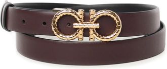 Ferragamo Bruin Kalfsleren Riem met Omkeerbare Structuur - Dames - Riemen - Bruin - 100 CM - Leer - Accessoires