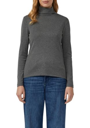 s.Oliver Rollkragenshirt S.OLIVER, Damen, Gr. 36, dunkelgrau melange, Web, Obermaterial: 100% Baumwolle, meliert, regular fit normal, ohne Ausschnitt, gerader 