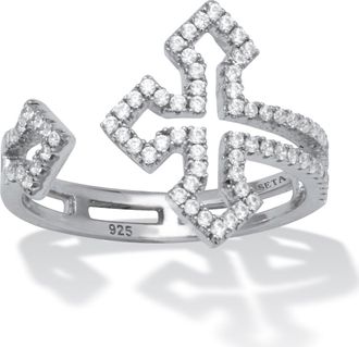 Palm Beach Jewelry 35 TCW CZ Sterling Silver Gothic Cross Ring