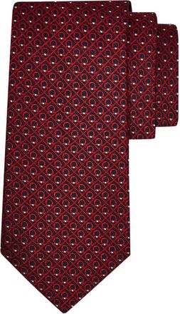Ferragamo geometric jacquard tie - men - Silk/Acetate/Viscose - One Size - Red