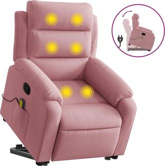 vidaXL Sill&oacute;n Reclinable De Masaje Elevable Terciopelo Rosa Vidaxl
