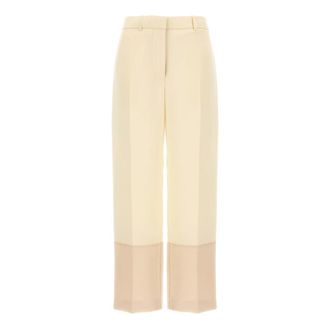 Tory Burch Broeken - Dames - Wijde Broeken - Beige - M - Broeken