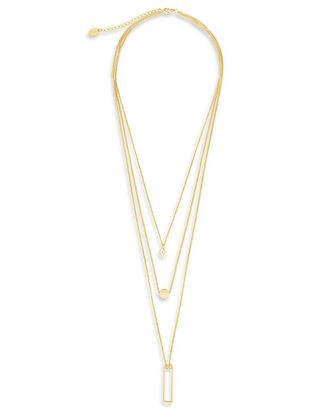 Sterling Forever 14K Plated Geometric Multi Layer Necklace