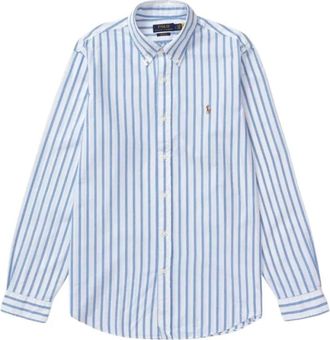 Polo Ralph Lauren Custom Fit Striped Oxford Shirt - Heren - Zakelijke Overhemden - Blauw - 2XL - Katoen - Overhemden