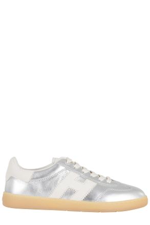 Hogan Silver Cool Laced Metallic Leather Sneakers