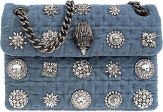Kurt Geiger Borsa a spalla Velvet Kensington mini con decorazioni - Blu