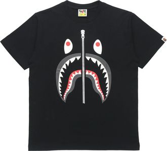 A Bathing Ape Half Zip Shark Tee Black 1E30-110-006