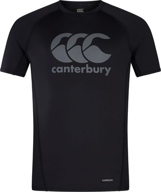 Canterbury Of New Zealand Heren Groot Logo Super Light T-Shirt (Zwart/Gunmetaalgrijs)