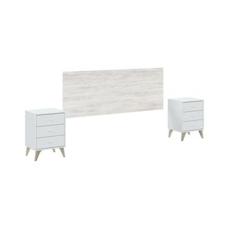 Dmora Cabecero De Cama Wallis, Atr&aacute;s, Cabecero De Dormitorio, Reposacabezas, 160x3 H60 Cm, Blanco Y Blanco Envejecido - Dmora