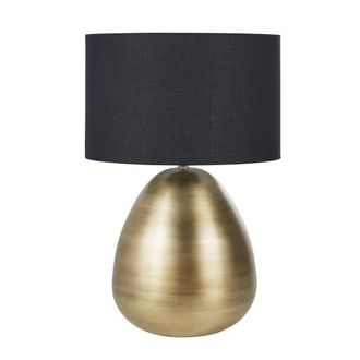 Maisons du monde L&aacute;mpara de mesa de metal dorado con pantalla de algod&oacute;n negro D.51 cm