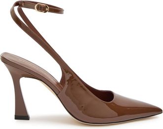 Stuart Weitzman Stuart Weitzman Vinnie 85 Patent Leather Slingback Pumps - Brown