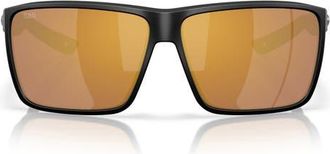 Costa Rincon II 64mm Sunglasses in Matte Black /Gold Mirror 580G at Nordstrom