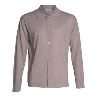 Paolo Pecora Cardigans, male, Beige, Size: XL Shirt-style Cardigan