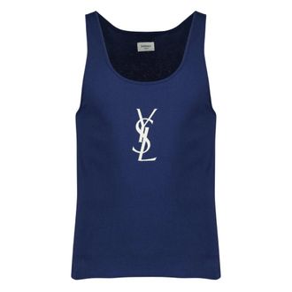 Saint Laurent Cassandre Tank Top - male - Saint Laurent - Sleeveless Tops - Blue - M - Tops