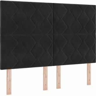 vidaXL Cabecero Montaje En La Pared Geom&eacute;trico Negro 144 Cm Terciopelo Vidaxl