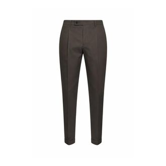 D4.0 Slim-fit Trousers, male, Brown, Size: 2XL Elasticated Pleated Trousers