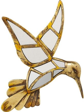 Kare Design Kare - Design Decorazione Da Parete Hummingbird Mirror, Oro/A Specchi, 32Cm, Colibrì, Uccello, Riflessi Di Luce