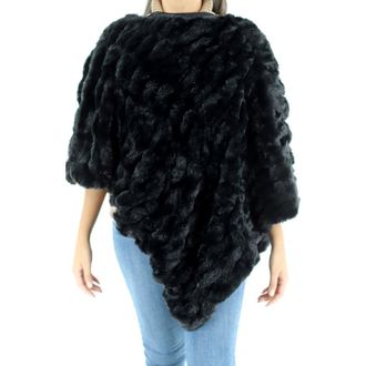 La Fiorentina Faux Fur Poncho in Black at Nordstrom Rack
