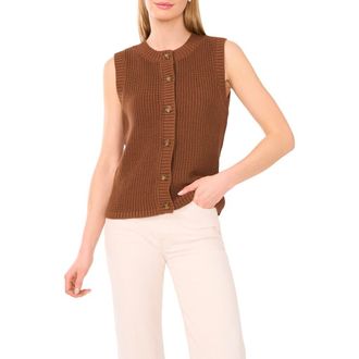 Halogen Sleeveless Cotton Cardigan in Rich Cognac at Nordstrom Rack, Size Medium