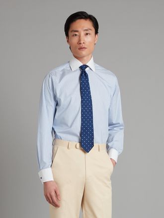 Oliver Brown Dobby Stripe Shirt with White Collar and Cuff