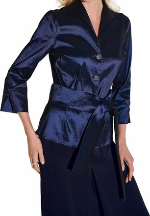 Joseph Ribkoff Chic V-Neck Blouse In Blue Midnight