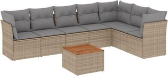 vidaXL Juego De Sof&aacute;s Jard&iacute;n Con Cojines Beige Mezcla 8 Pzas Rat&aacute;n Pe Vidaxl