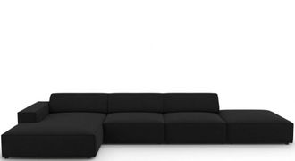 BLOOMINGLOFT 5-Sitzer Design Ecksofa Jodie mit Ottomane links - Strukturstoff
