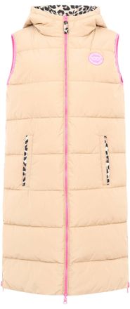 Zwillingsherz Wendeweste ZWILLINGSHERZ Leopard, Damen, Gr. XL, beige, Steppware, Obermaterial: 100% Polyester, normal knielang, ohne Ausschnitt, Westen Wendeweste, 