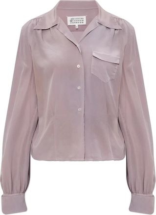 Maison Margiela Zijden overhemd met lange mouwen - Dames - Overhemden - Roze - XS - Leer - Overhemden