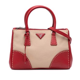 Prada Tophandle Tas met Leren Afwerking