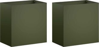 vidaXL Macetero De Jard&iacute;n 2 Uds. Verde Oliva 50 X 30 X 40 Cm Vidaxl